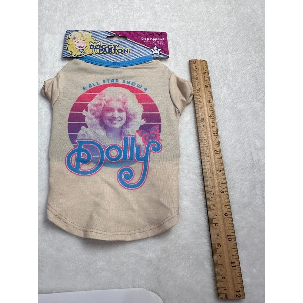 Doggy Parton All Star Show Tan Graphic Pet T-Shirt XS New With Tags